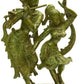 Antique green Brass Statue of Radha and Krishna Engaged in Ecstatic Dance 16 INCHES