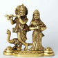 Small Brass Statue of Radha and Krishna with a Peacock 4 Inches