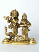 Small Brass Statue of Radha and Krishna with a Peacock 4 Inches