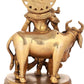 Handcrafted Natural Brass Statue of Krishna with Cow 10 inches