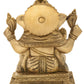 Brass Statue of Lord Ganesha Seated on an Elegant Square Pedestal 9 Inches