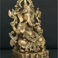 Brass sculpture Sitting Chaturbhuja Lord Ganesha 12 inches