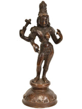 Ardhanarishvara brass statue, Shiva-Shakti figure with raised arms on round base