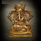 Small Brass Statue of Seated Turbaned Lord Ganesha 7.5 CM