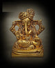 Small Brass Statue of Seated Turbaned Lord Ganesha 7.5 CM