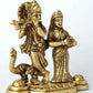 Small Brass Statue of Radha and Krishna with a Peacock 4 Inches