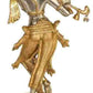 Silver Gold Brass Statue of Standing Lord Krishna Playing the Flute 14 inches