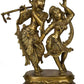 Handmade Brass Statue of Radha and Krishna Engaged in Ecstatic Dance 15 CM