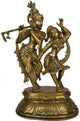 Handmade Brass Statue of Radha and Krishna Engaged in Ecstatic Dance 15 CM