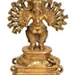 Natural Brass Sixteen-Armed Vira Ganesha Sculptures 8 inches