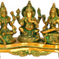 Brass Three Auspicious Deities - Lakshmi, Ganesha, and Saraswati 9 inches