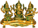 Brass Three Auspicious Deities - Lakshmi, Ganesha, and Saraswati 9 inches