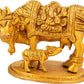 Mother cow nursing her calf with Lakshmi and Ganesha carved on either side of her robe 3 inches