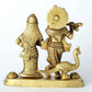 Small Brass Statue of Radha and Krishna with a Peacock 4 Inches