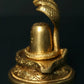 Brass Shiva Linga Decorated with Majestic Sheshnag 4 inches