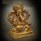 Small Brass Statue of Seated Turbaned Lord Ganesha 7.5 CM