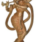 Handmade Brass Sculpture of Krishna Flanked by the Serpent Ananta 15 inches