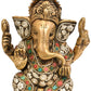 Brass Idol of Lord Ganesha in Ashirwad Mudra 4 inches