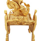 Gold-Plated Ganesha Idol Relaxing on a Peacock Recliner | Handmade Brass Statue 9 Inches