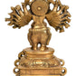 Natural Brass Sixteen-Armed Vira Ganesha Sculptures 8 inches