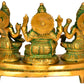 Brass Three Auspicious Deities - Lakshmi, Ganesha, and Saraswati 9 inches