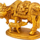 Mother cow nursing her calf with Lakshmi and Ganesha carved on either side of her robe 3 inches