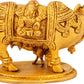 Mother cow nursing her calf with Lakshmi and Ganesha carved on either side of her robe 3 inches