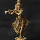 Brass Statue of Shri Krishna Playing the Flute on a Chowki 10 inches