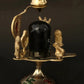 Black Stone Shiva Linga Idol Accompanied by Brass Figures of the Shiva Family 6CM