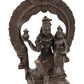 Handmade Antique Brass Idol of Lord Shiva and Parvati Seated on Kirtimukha Prabhawali Throne 10 inches