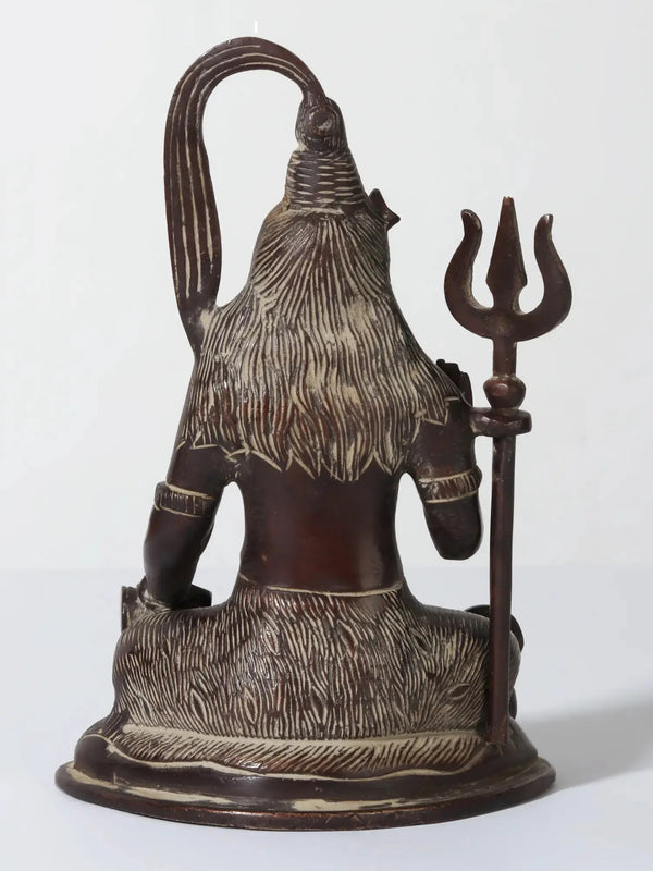 Brass Idol of Lord Shiva in a Blessing Gesture 6 Inches Study Setting