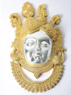 Silver gold Brass Wall Hanging Face Mask of Shrinathji 18 Inches