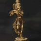 Brass Statue of Shri Krishna Playing the Flute on a Chowki 10 inches