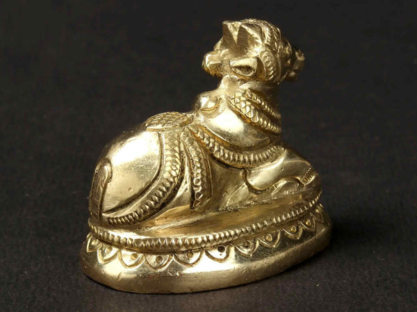 Small Nandi Statue | Brass Idol 2 Inches Study Setting