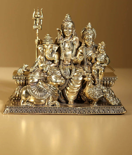 Superfine Brass Lord Shiva Family statue 6 inches