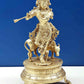 Handcrafted 10" Brass Statue of Venugopala (Krishna Playing Flute with His Cow) 10 Inches