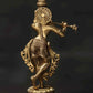 Brass Statue of Shri Krishna Playing the Flute on a Chowki 10 inches