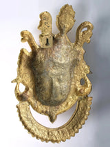 Gold brass Shrinathji wall hanging face mask back, textured relief