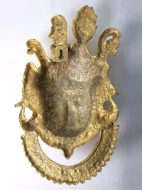 Gold brass Shrinathji wall hanging face mask back, textured relief