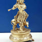 Handcrafted 10" Brass Statue of Venugopala (Krishna Playing Flute with His Cow) 10 Inches