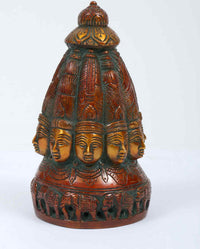 Ten-Faced Mukhalingam double chala brass idol with five face rows