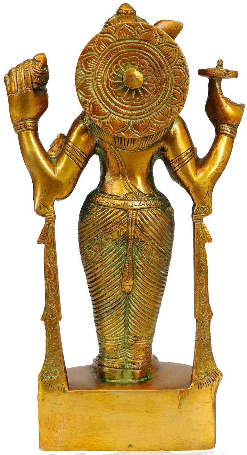 Brass Statue of Lord Vishnu as Dhanvantari - The Divine Physician 7 inches