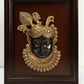 Brass Shrinath Ji Face in Wooden Frame | Wall Hanging 15 inches