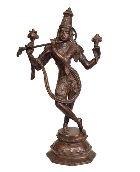 Handmade Brass Statue Depicting the Cosmic Form of Lord Krishna 18 Inches