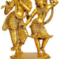 Handmade Gold Brass Sculpture of Large-Sized Dancing Radha-Krishna 23 inches