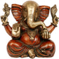 Brass statue of Lord Ganesha featuring prominent ears 11 inches