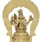 Handmade natural Brass Idol of Lord Shiva and Parvati Seated on Kirtimukha Prabhawali Throne 10 inches