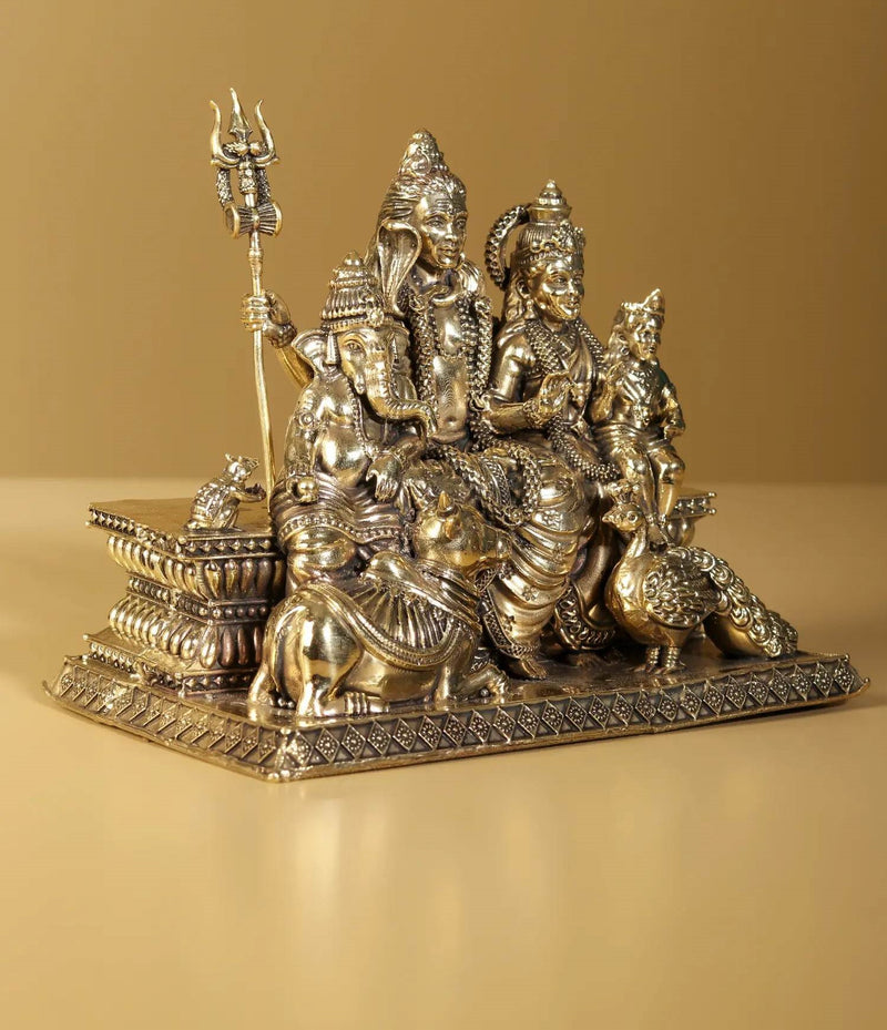 Superfine Brass Lord Shiva Family statue 6 inches