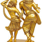 Handmade Gold Brass Sculpture of Large-Sized Dancing Radha-Krishna 23 inches