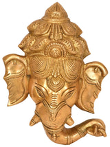 Brass Ganesha wall hanging mask, 8 inch by AONA